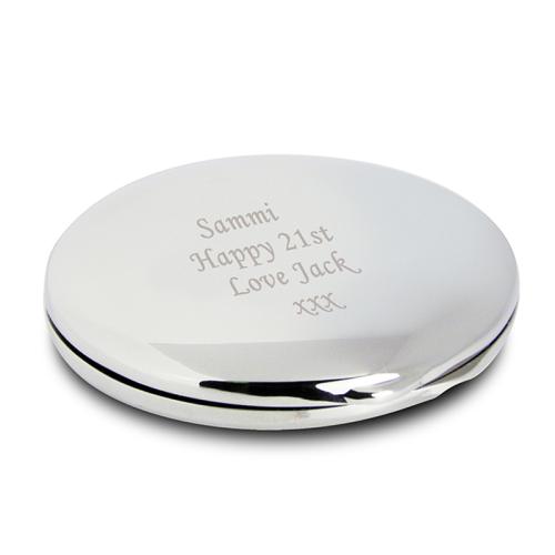 Silver Personalised Compact Mirror