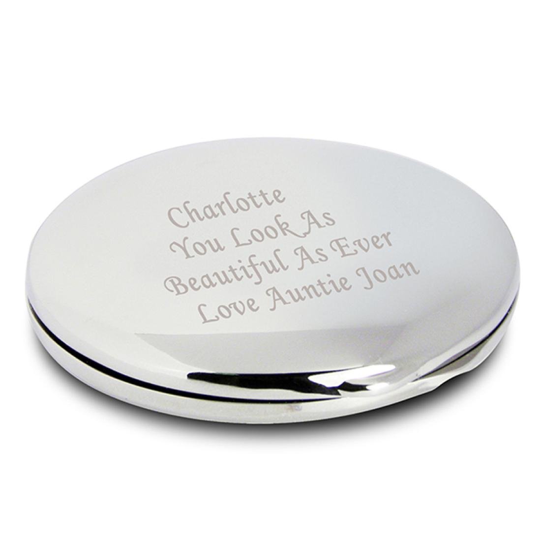 Silver Personalised Compact Mirror